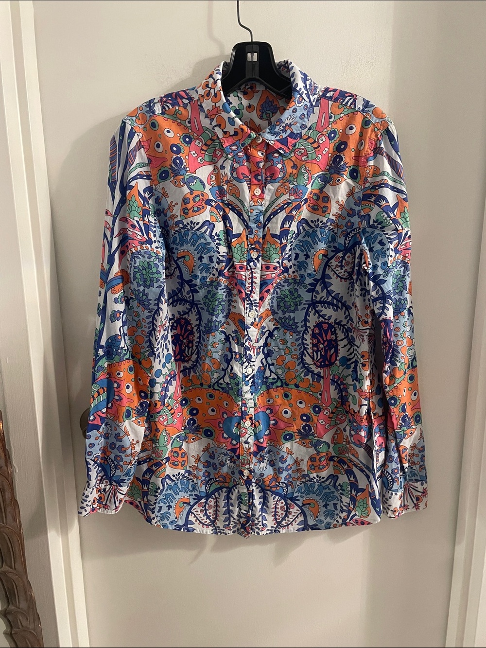 J McLaughlin Medium Lois Cotton Hippie Floral Button Up L/S Blouse Shirt